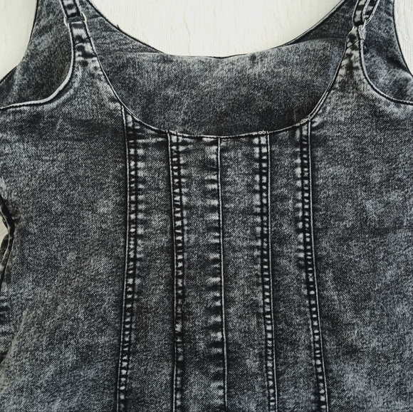 NoBo Black Acid Wash Denim Mini Dress Stretch Bodycon Retro 90s Cutie Fitted Med - Picture 14 of 16